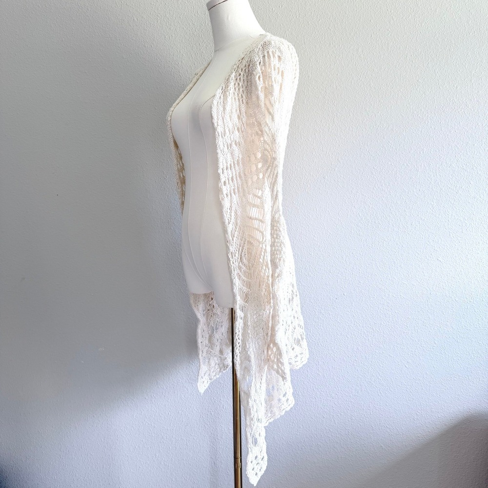Mossimo Cream Crochet Open Knit Cardigan Sweater Ivory Small‎ Cozty Cottagecore
